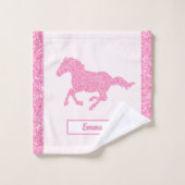 Parties scintillant rose Cheval Motif Petite fille (Gant de toilette)