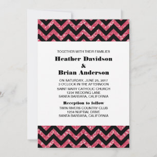 Parties scintillant rose Chevron Invitation