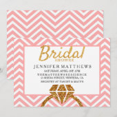 Parties scintillant rose Chevron Invitation à la d (Devant / Derrière)