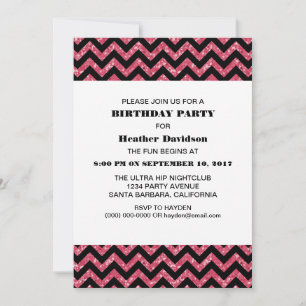 Parties scintillant rose Chevron Invitation de fêt