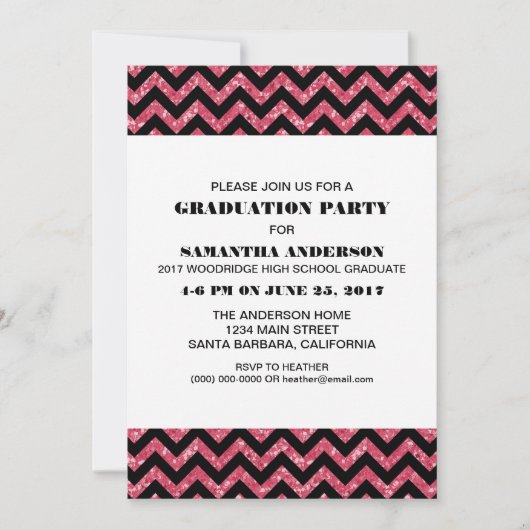Parties scintillant rose Chevron Invitation de la (Devant)