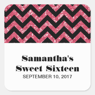 Parties scintillant rose Chevron Sweet 16 Stickers