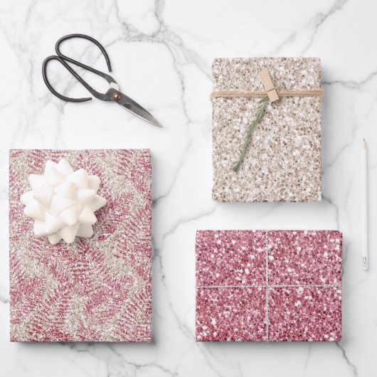 Parties scintillant rose crème Glitz Feuilles trop (Recto)