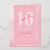 Parties scintillant rose douce 16 Invitation d'ann (Recto)
