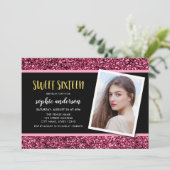 Parties scintillant rose douce 16 Photo Invitation (Debout devant)