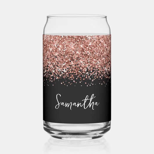 Parties scintillant rose en or glam sur noir (Recto)