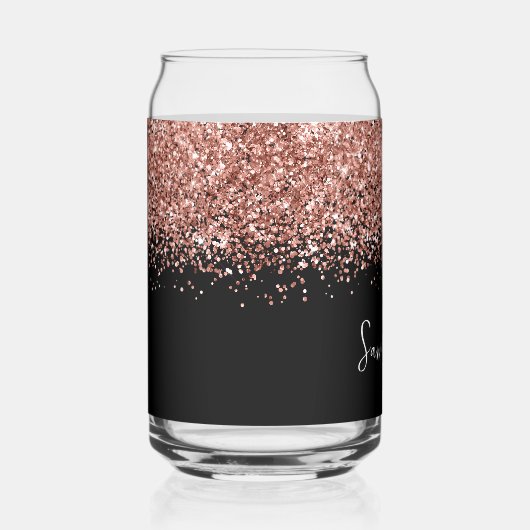 Parties scintillant rose en or glam sur noir (Droite)