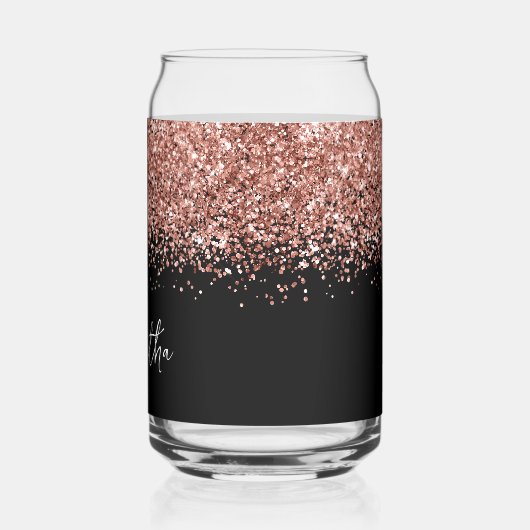 Parties scintillant rose en or glam sur noir (Gauche)