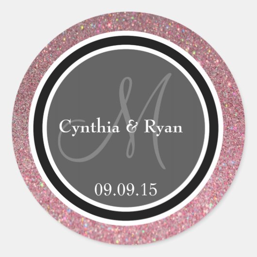 Parties scintillant rose et Mariage noir Étiquette (Devant)