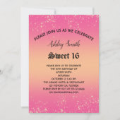 Parties scintillant rose et or doux 16 Invitation (Devant)