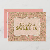 Parties scintillant rose et or Fête Invitation per (Devant / Derrière)