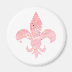 Parties scintillant rose et or Fleur de Lis Magnet