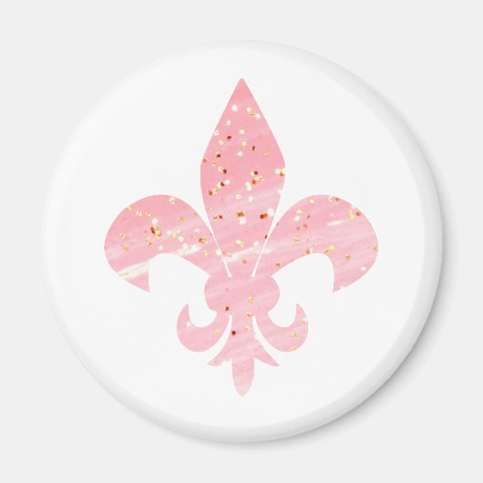 Parties scintillant rose et or Fleur de Lis Magnet (Devant)