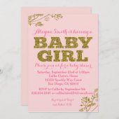 Parties scintillant rose et or Invitation à la dou (Devant / Derrière)