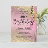 Parties scintillant rose et or Invitation d'annive (Debout devant)