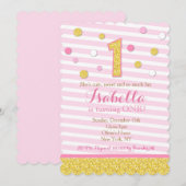 Parties scintillant rose et or Invitations premier (Devant / Derrière)