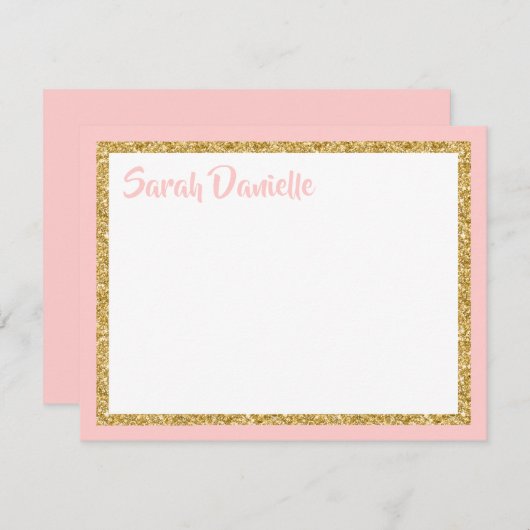 Parties scintillant rose et or Merci plat (Devant / Derrière)