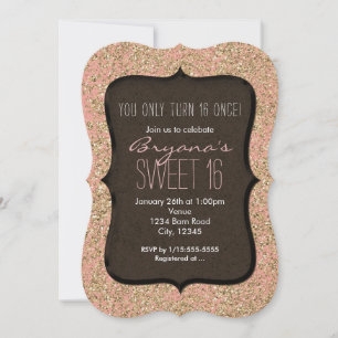 Parties scintillant rose et or Sweet 16 Invitation