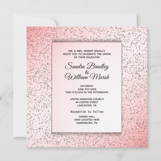 Parties scintillant Rose festive Look Faire-part d (Devant)