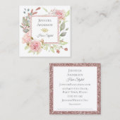 Parties scintillant rose Floral Carte de visite de (Devant / Derrière)