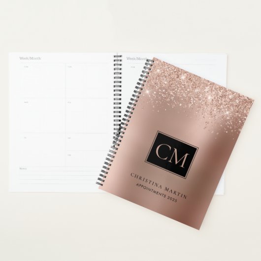 Parties scintillant rose Gold Foil Monogramme Chev (Devant avec enveloppe)