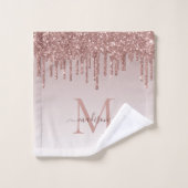 Parties scintillant  Rose Gold Monogramme Feminine (Gant de toilette)