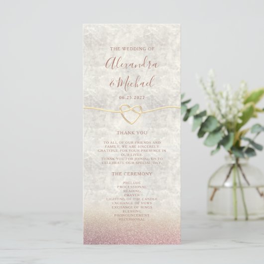 Parties scintillant Rose Gold Wedding Programme (Debout devant)