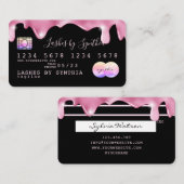 Parties scintillant rose gouttes Carte de crédit h (Devant / Derrière)