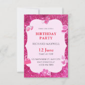 Parties scintillant rose Invitation d'anniversaire (Devant)
