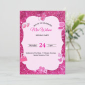 Parties scintillant rose Invitation de fête d'anni (Debout devant)