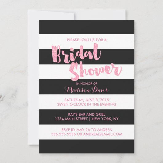 Parties scintillant rose Invitations Fêtes des mar (Devant)