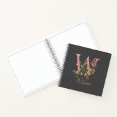 Parties scintillant rose lettre florale W Carnet c (Intérieur)