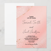 Parties scintillant rose mariage invitations (Devant / Derrière)
