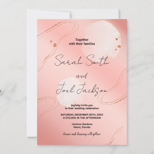 Parties scintillant rose mariage invitations (Devant)