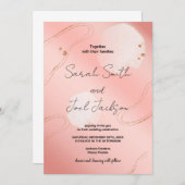 Parties scintillant rose mariage invitations (Devant / Derrière)