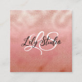 Parties scintillant rose Monogramme Carte de visit (Devant)
