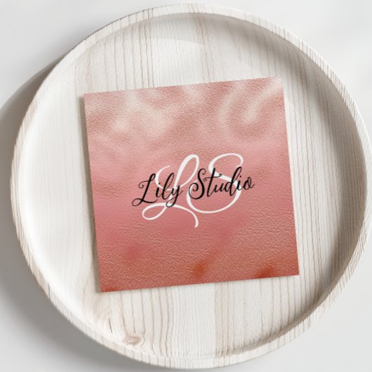 Parties scintillant rose Monogramme Carte de visit