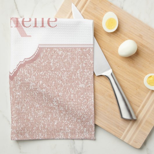 Parties scintillant rose Monogramme Serviette de c (Quart Plié)