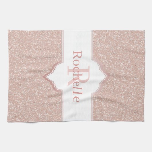 Parties scintillant rose Monogramme Serviette de c (Horizontal)