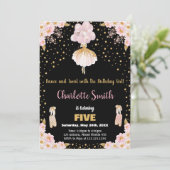 Parties scintillant rose noir Ballerina Invitation (Debout devant)