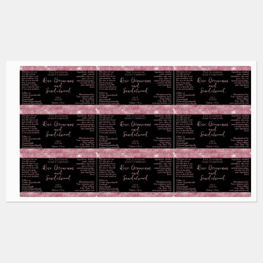 Parties scintillant rose noire - étanche Étiquette (Feuille)