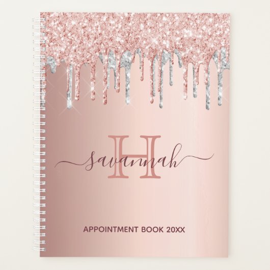 parties scintillant rose or argent gouttes monogra (Devant)