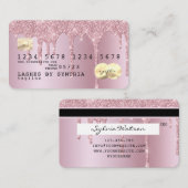 parties scintillant rose or gouttes Carte de crédi (Devant / Derrière)