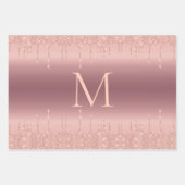 Parties scintillant rose or Monogramme Feuilles pa (Devant)