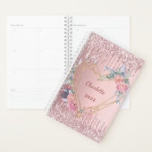 Parties scintillant rose or rose  floral monogramm (Devant avec enveloppe)