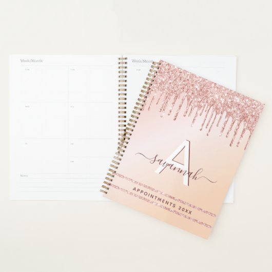 Parties scintillant rose or rose Monogramme (Devant avec enveloppe)