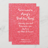 parties scintillant rose pâle invitation à l'anniv (Devant / Derrière)