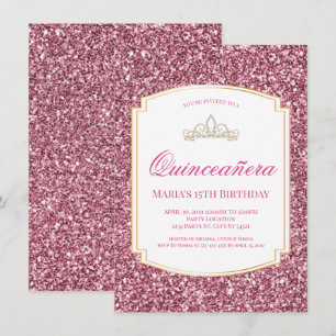 Parties scintillant rose Quinceañera Invitations