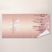 Parties scintillant rose Rose Or gouttes Monogramm (Serviette de bain)