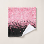 Parties scintillant rose sur noir (Gant de toilette)